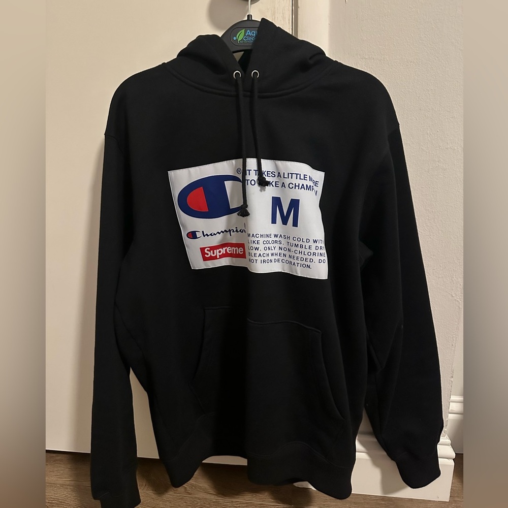 Supreme x Champion Black Hoodie Medium